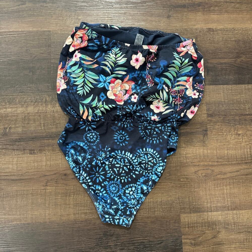 Johnny Was Strapless Annia Floral Onepiece Swimsuit S - Picture 4 of 7